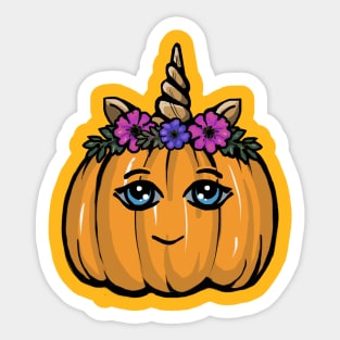 Cute Halloween Pumpkin Unicorn Sticker